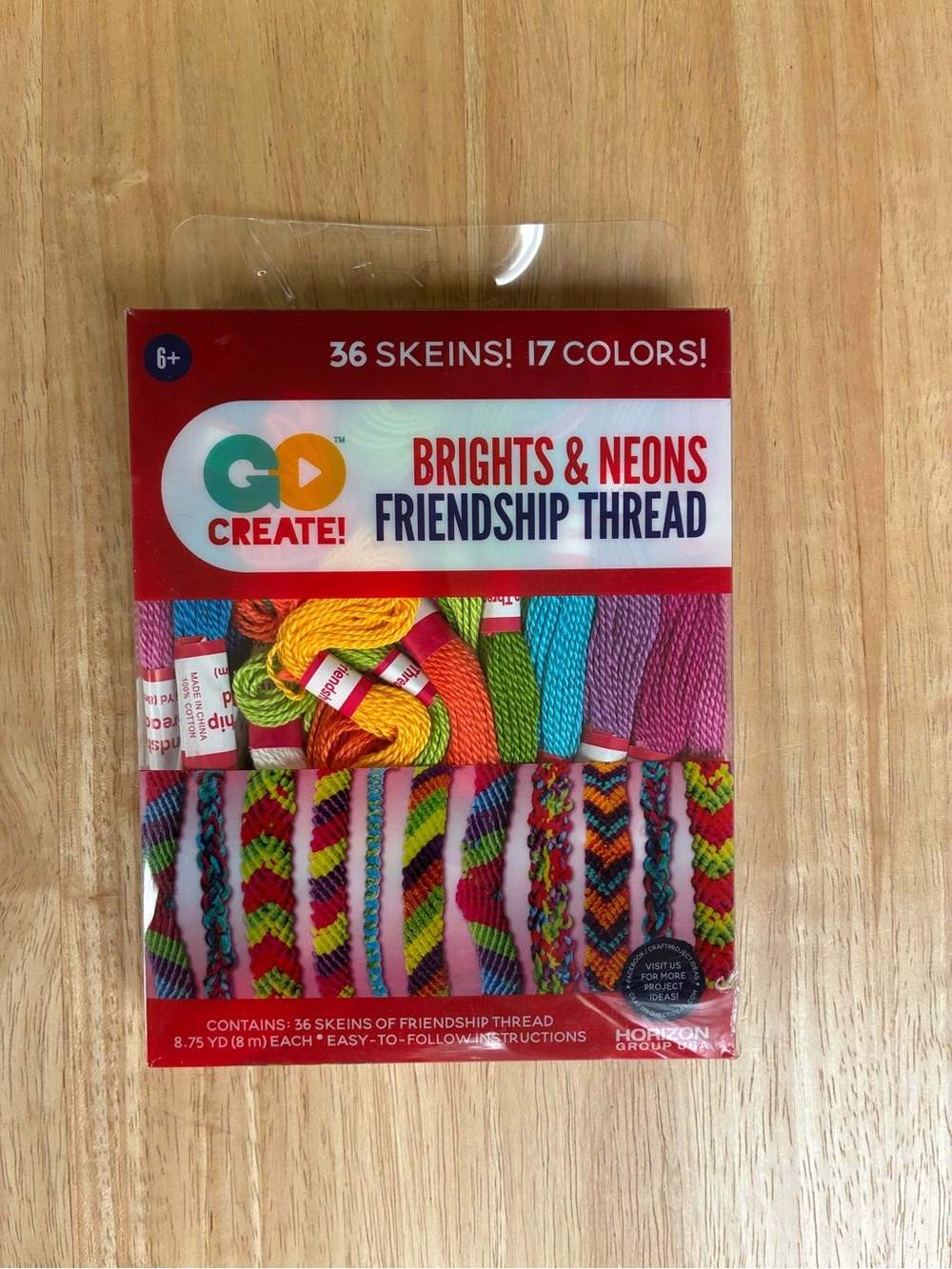 Go Create! Brights & Neons Friendship Thread Craft Kit (36 Skeins, 17 Colors)